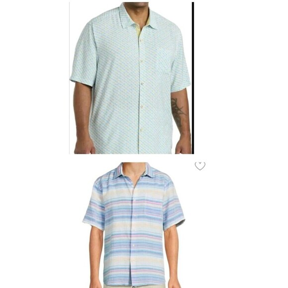 Tommy Bahama Men's XL Bundle Lot 2 Sand‎ Linen Havana Camp Shirt EUC N40